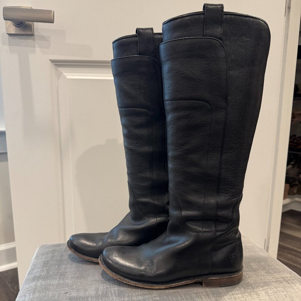 Frye Paige Tall Riding Boot in Black Leather
